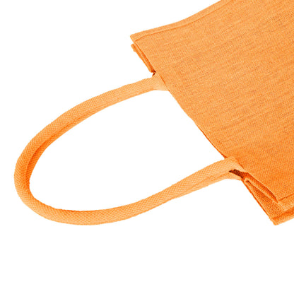 Jute Tote Bags – Shopping, Gifting, Weddings, Travel, Promotional–Deep Red, Pink, Green, Orange (Set of 4)