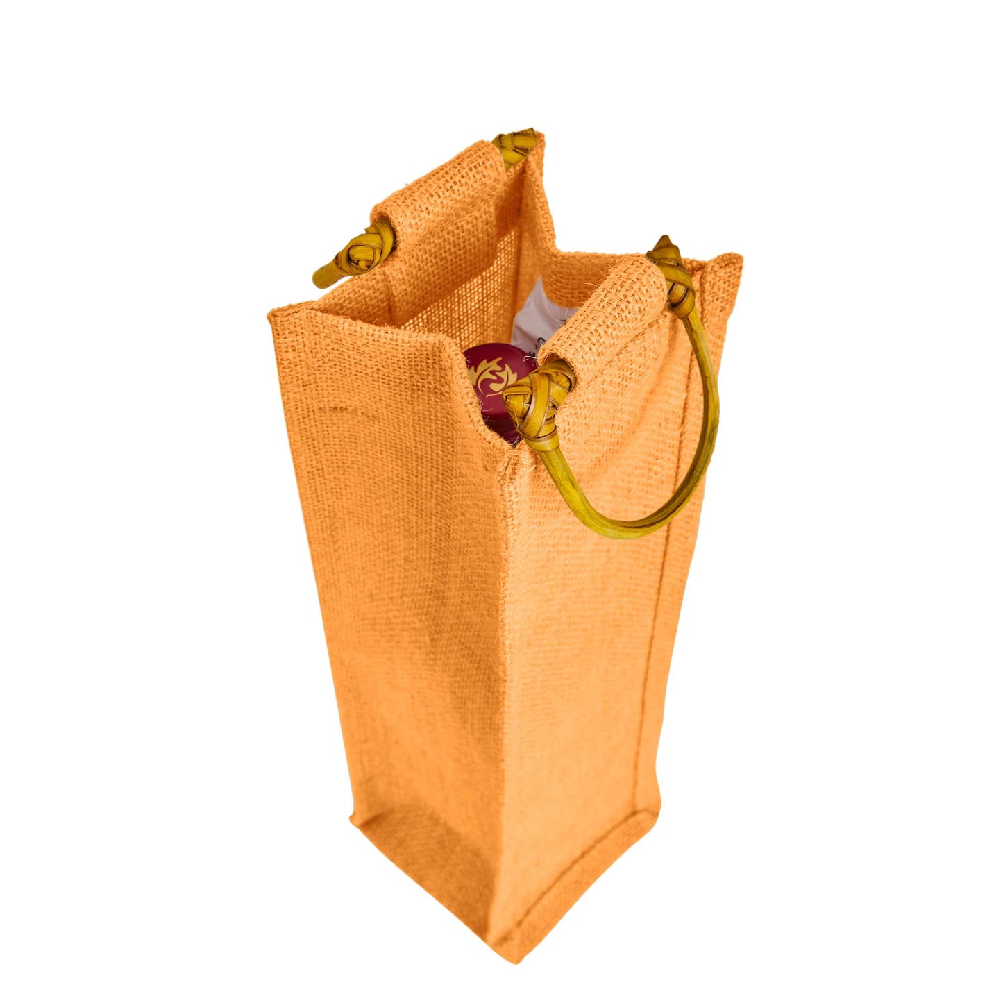 Coloured Reusable Jute Wine Bags with Cane Handles – New Year, Christmas, Gifting, Holidays & Party Favors (Packs of 7)
