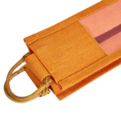Wholesale Coloured Jute Wine Gift Bags with PVC Window – Reusable Single Bottle Carriers for Parties & Celebrations (Pack of 7)