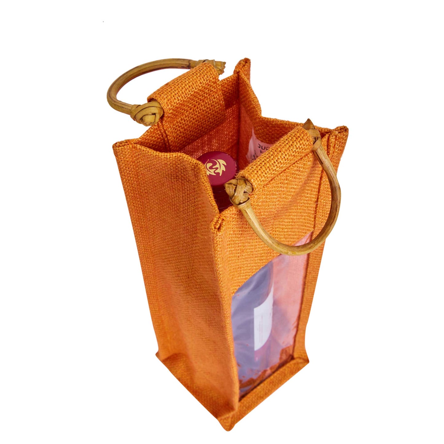 Wholesale Coloured Jute Wine Gift Bags with PVC Window – Reusable Single Bottle Carriers for Parties & Celebrations (Pack of 7)