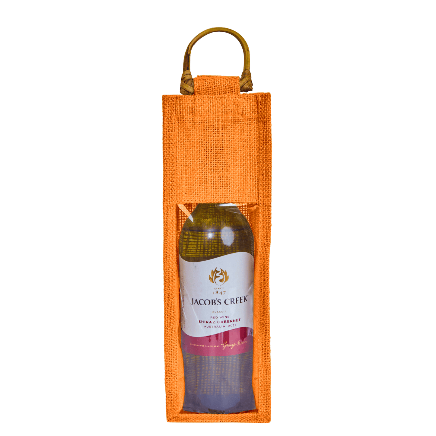 Wholesale Coloured Jute Wine Gift Bags with PVC Window – Reusable Single Bottle Carriers for Parties & Celebrations (Pack of 7)