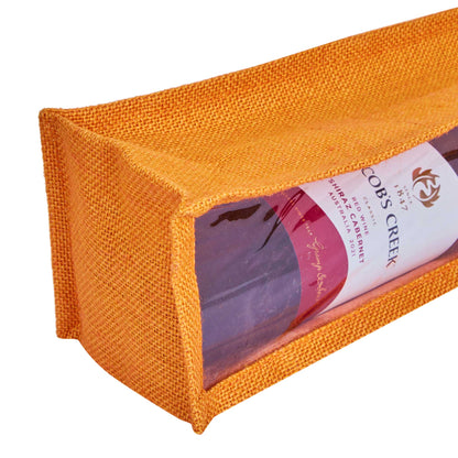 Reusable Jute Wine Gift Bags for Weddings, Parties, and Celebrations - Deep Red, Pink, Green & Orange Shades (Packs  of 6)