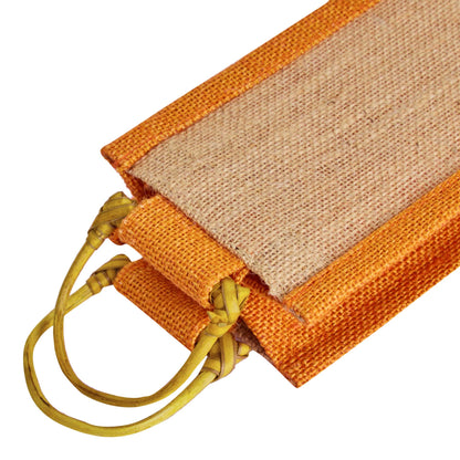 Jute Wine Gift Bags with Cane Handles –Coloured Single-Bottle Bag–  New Year, Weddings, Birthdays, Parties, Christmas & Special Occasion (Packs of 6)