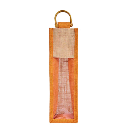 Jute Wine Gift Bags with PVC Window – Reusable Single-Bottle Carriers,  Ideal for Gifting, Weddings & Parties (Packs of 6)