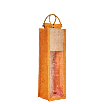 Jute Wine Gift Bags with PVC Window – Reusable Single-Bottle Carriers,  Ideal for Gifting, Weddings & Parties (Packs of 6)