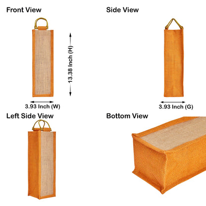 Jute Wine Gift Bags with Cane Handles –Coloured Single-Bottle Bag–  New Year, Weddings, Birthdays, Parties, Christmas & Special Occasion (Packs of 6)