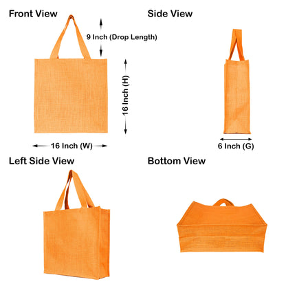 Reusable Jute Bags – Shopping, Gifting, Wedding, Daily Use – Deep Red, Pink, Green & Orange (Set of 4)