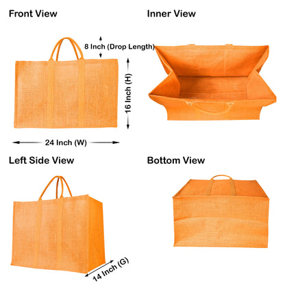 Jute Shopping Bags – Red, Pink, Green & Orange – Reusable Burlap Totes for Gifting, Promotions & Everyday Use (Packs of 4)