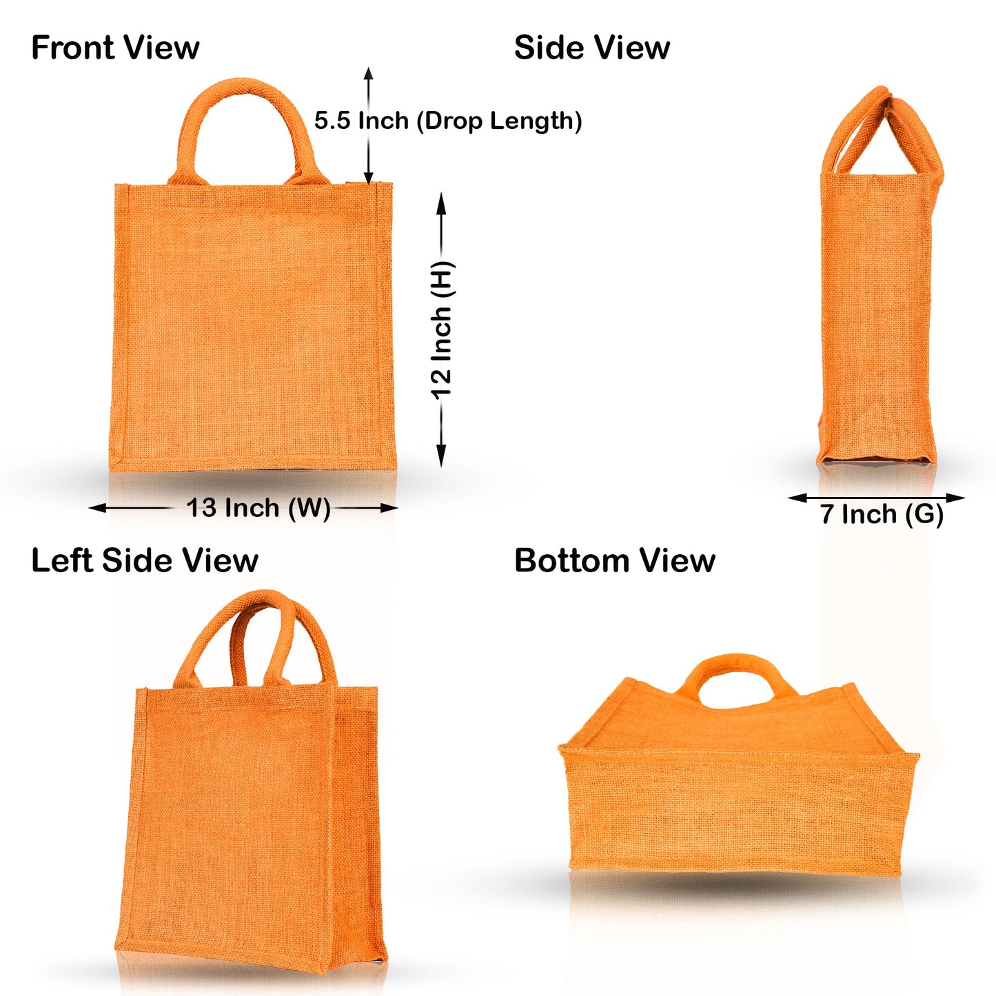 Reusable Jute Bags – Coloured Shopping, Weddings, Beach, DIY, Promotional, Gifting Bag (Set of 4)