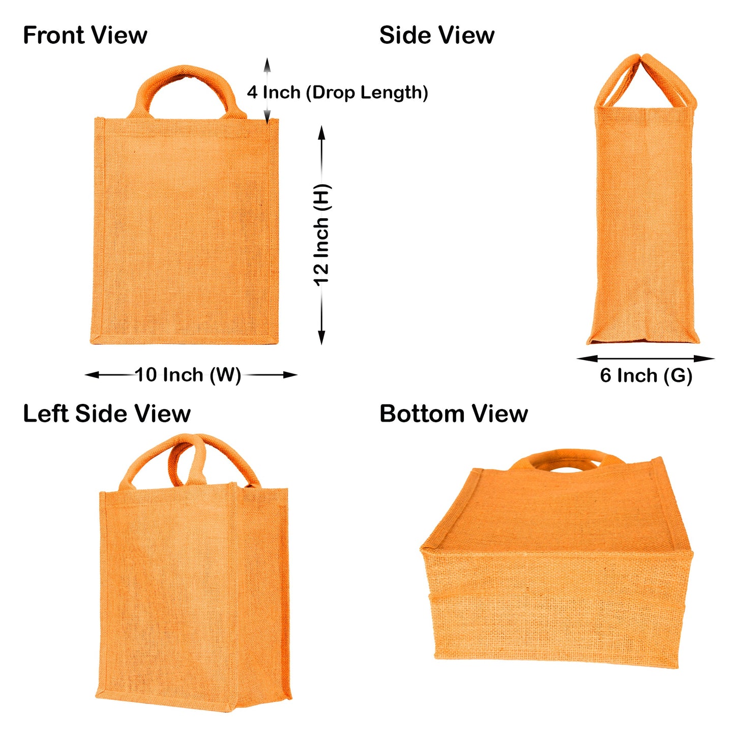 Durable  Wholesale Jute Tote Bags for DIY, Gifting, Weddings, Groceries, Beach, and Promotions (Packs of 4)