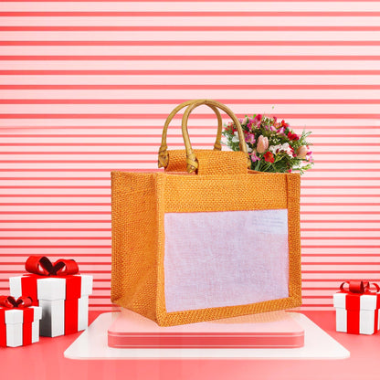 Coloured Jute Gift Bags with Organza Burlap Pouches for Wedding Favors, Party  & Gift (Packs of 7 )
