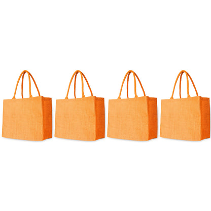 Wholesale Stylish Jute & Burlap Shopping Bags in Red, Pink, Green & Orange – Ideal for Gifting, Weddings & More (Pack of 4)