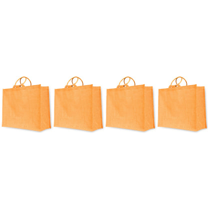 Jute Tote Bags for Wholesale – Reusable Burlap Bags with Cane Handles for Shopping & Beach (Set of 4)