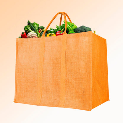 Jute Shopping Bags – Red, Pink, Green & Orange – Reusable Burlap Totes for Gifting, Promotions & Everyday Use (Packs of 4)