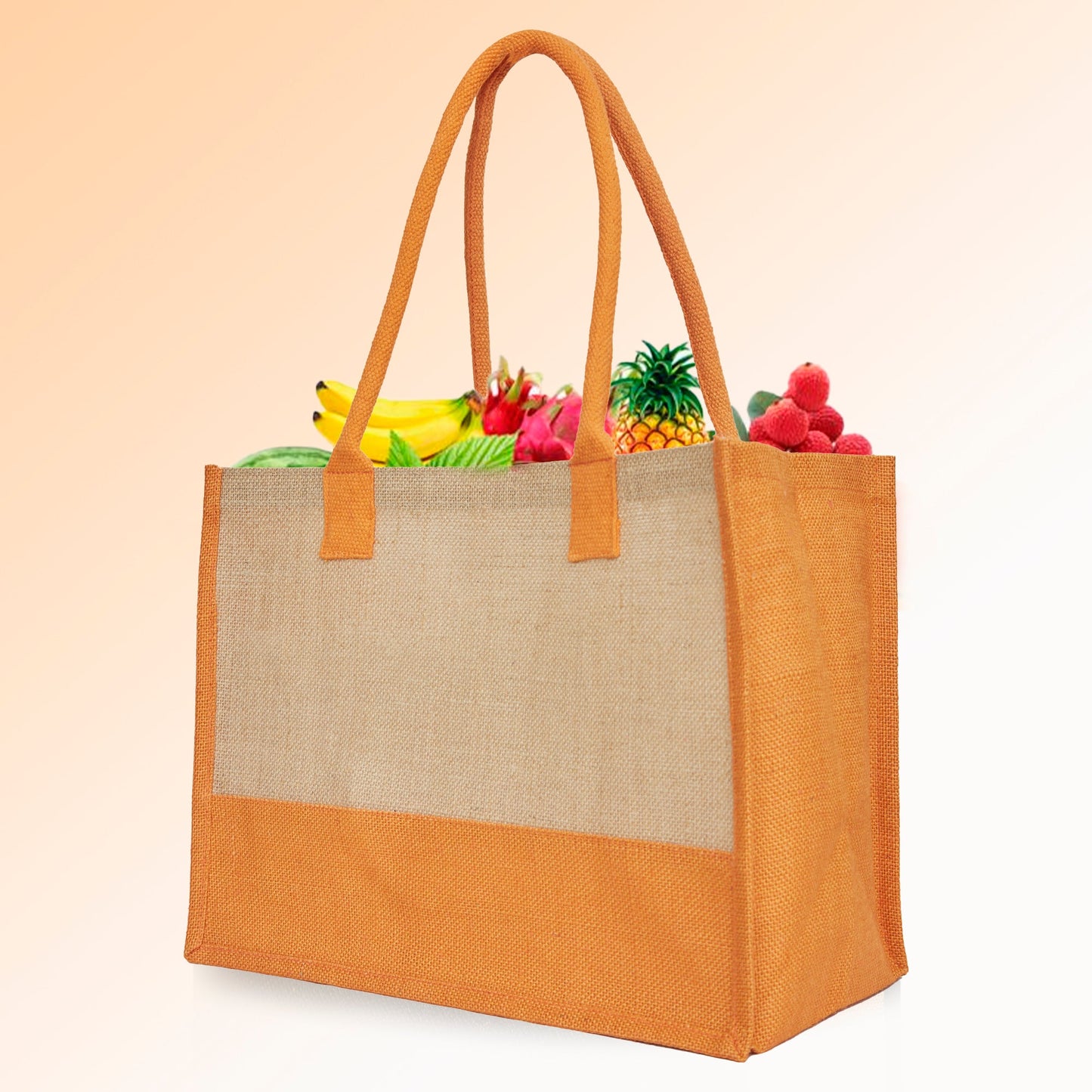 Jute Tote Bags – Red, Pink, Green & Orange – Reusable Burlap Bags for Shopping & Everyday Use (Set of 4)