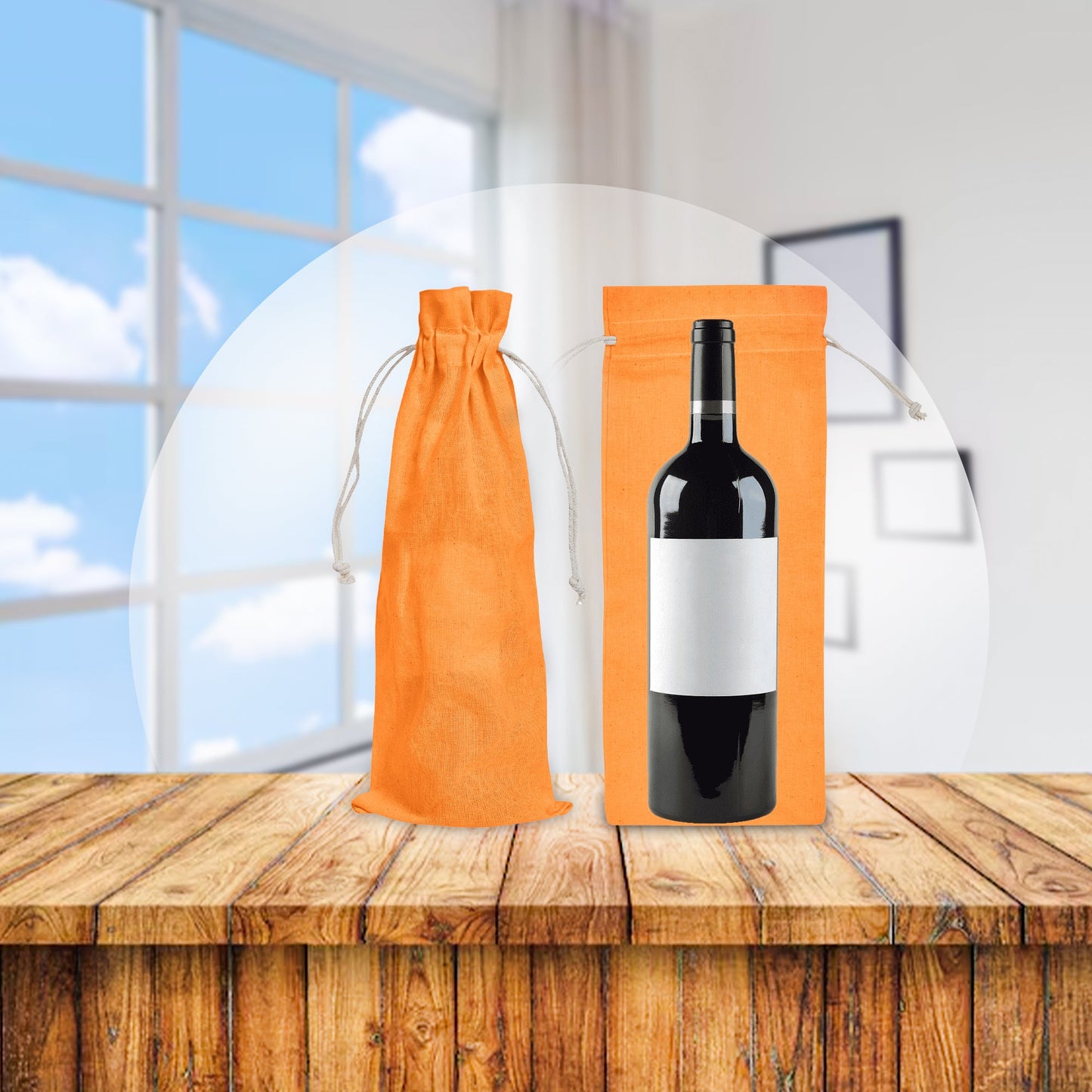 Cotton Wine Bottle Gift Bags – 6-Pack Coloured  Reusable Drawstring Pouches Gifting, Parties, Weddings, Christmas, New Year & Holidays