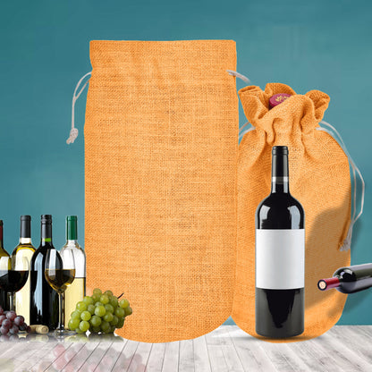 Colored Jute Wine Bottle Bags – Burlap Gift Pouches, Perfect for Weddings, Christmas, New Year, and Special Occasions (Set of 7)