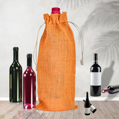 Coloured Jute Wine Bottle Gift Bags – Burlap Pouches with Drawstring, – Eco-Friendly Covers for Events, Parties, Christmas & Gifting (Set of 7)