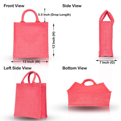 Reusable Jute Bags – Coloured Shopping, Weddings, Beach, DIY, Promotional, Gifting Bag (Set of 4)