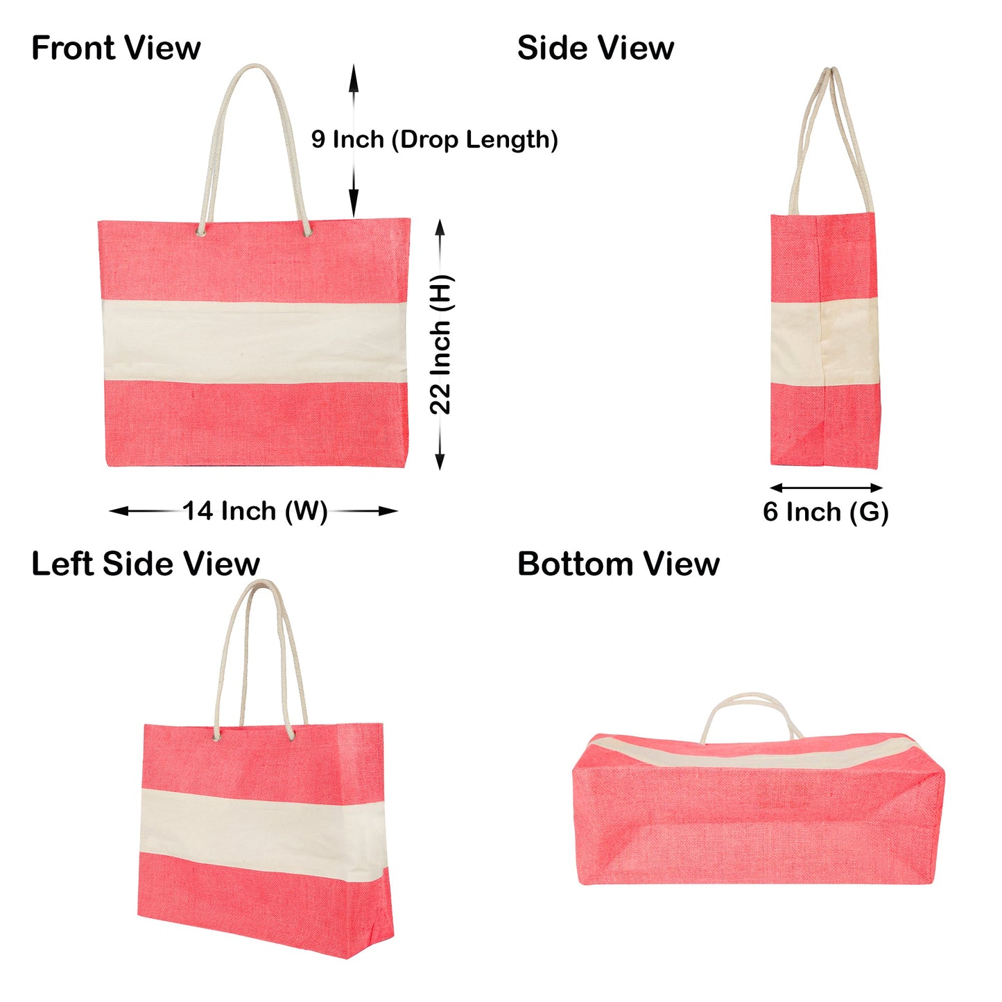Wholesale Sustainable Coloured Jute Bags with Rope Handles – Reusable for Shopping, Promotional & Gifting (packs of 4)