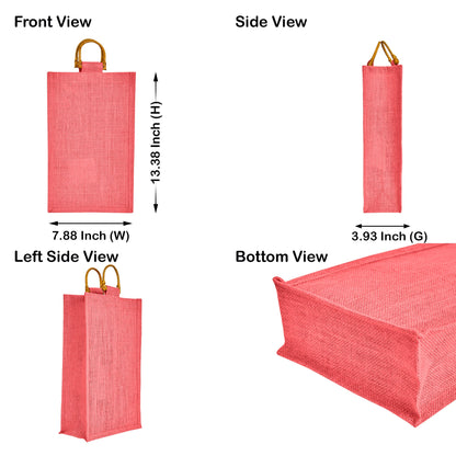 Coloured Jute Wine Burlap Gift Bags – Reusable 2-Bottle Totes, Gifting, Weddings, Parties & Holidays (Packs of 6)