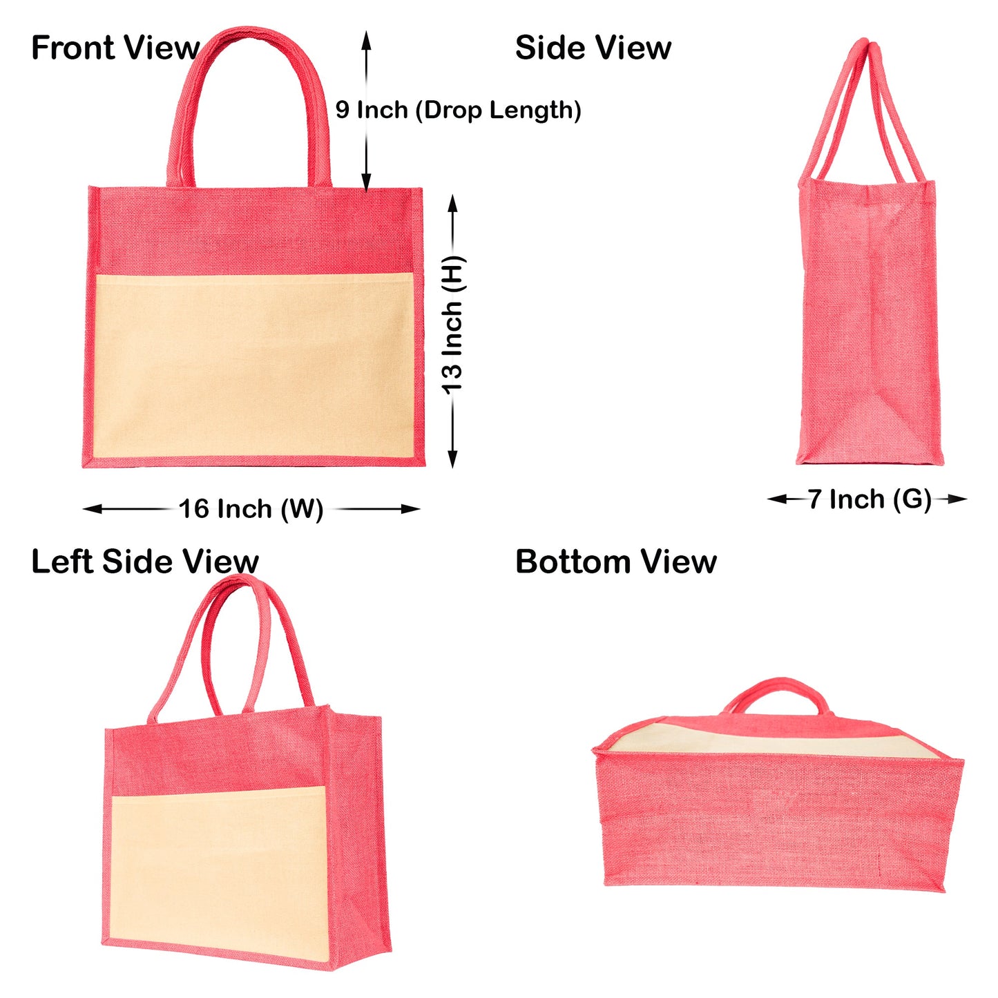 Colorful  Wholesale Jute Tote Bags – Ideal for Everyday Use, Shopping, Holidays & Special Occasions (Pack of 4)