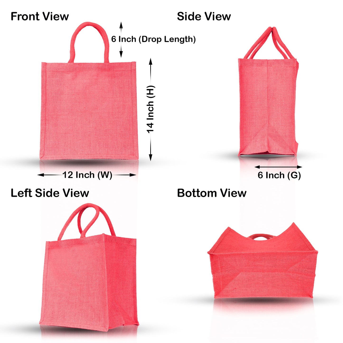 Burlap Jute Tote Shoulder Bags – Ideal for Travel, Weddings, Shopping & Promotional (Packs of 4)