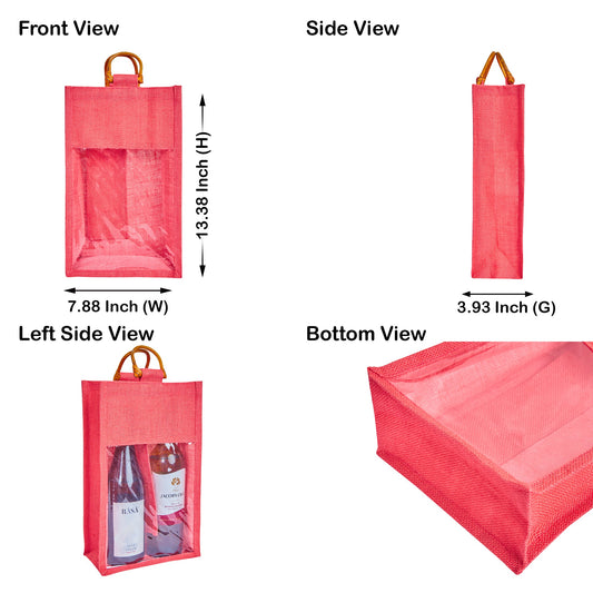 Jute Wine Gift Bags – Reusable 2-Bottle Colored Tote Bags – Weddings, Birthdays, Christmas, &  Special Occasions (Packs of 6)