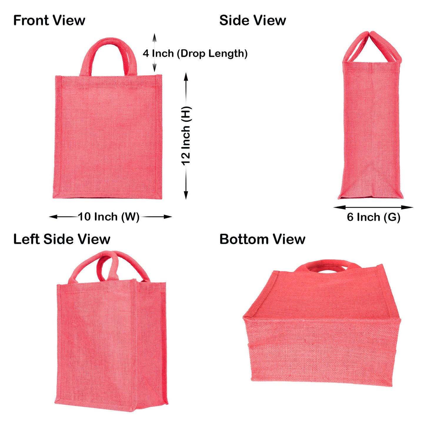 Durable  Wholesale Jute Tote Bags for DIY, Gifting, Weddings, Groceries, Beach, and Promotions (Packs of 4)