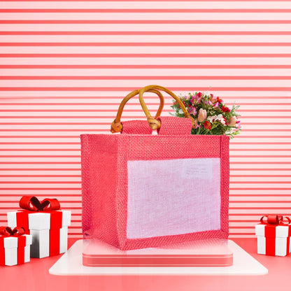 Coloured Jute Gift Bags with Organza Burlap Pouches for Wedding Favors, Party  & Gift (Packs of 7 )