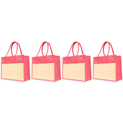 Colorful  Wholesale Jute Tote Bags – Ideal for Everyday Use, Shopping, Holidays & Special Occasions (Pack of 4)