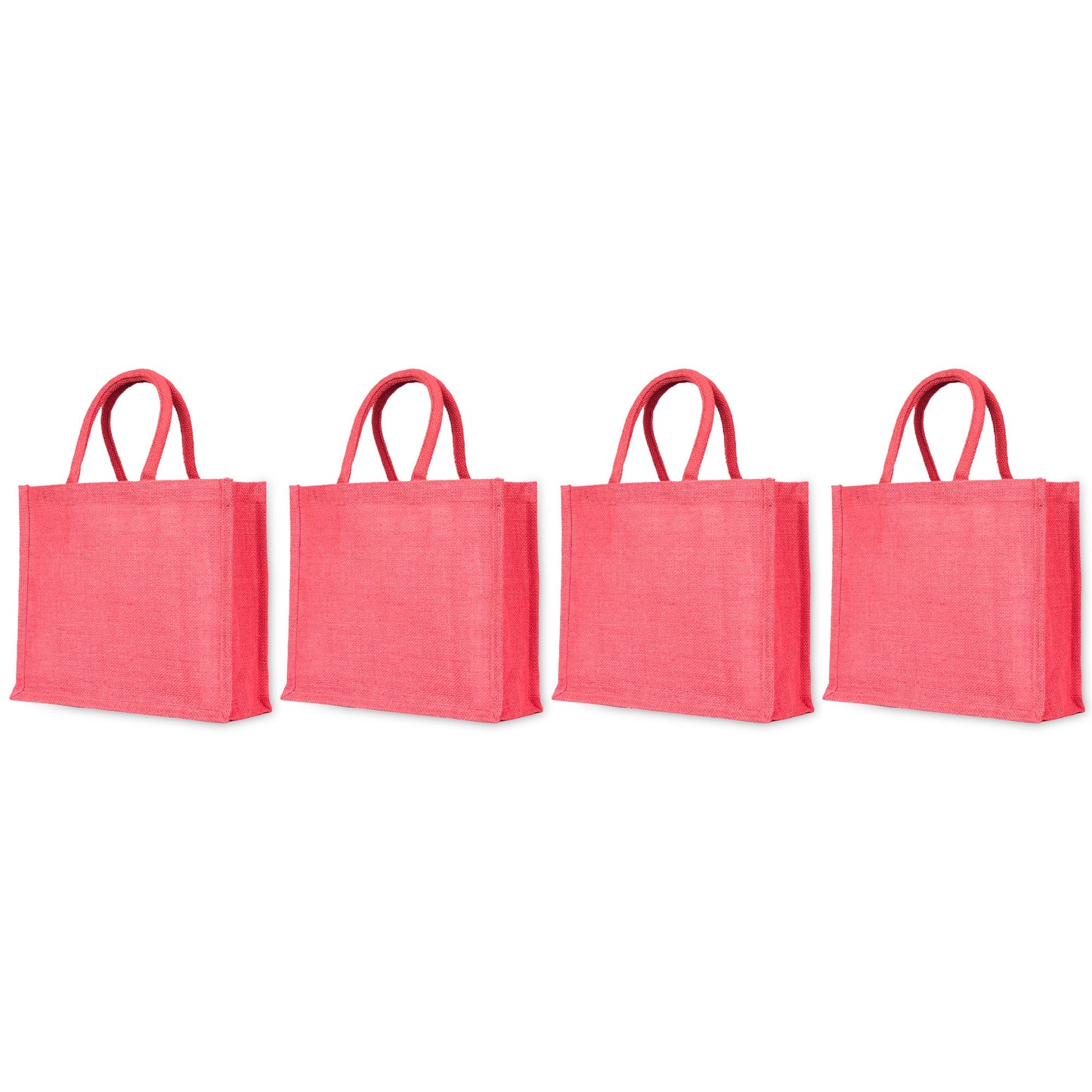 Jute Burlap Wholesale Shopping Bags in Red, Pink, Green & Orange – Perfect for Thanksgiving, Weddings, Travel & more (Set of 4)