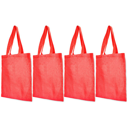 Jute Burlap Bags – Red, Pink, Green & Orange – Reusable for Gifts, Beach, Weddings & Shopping (Set of 4)