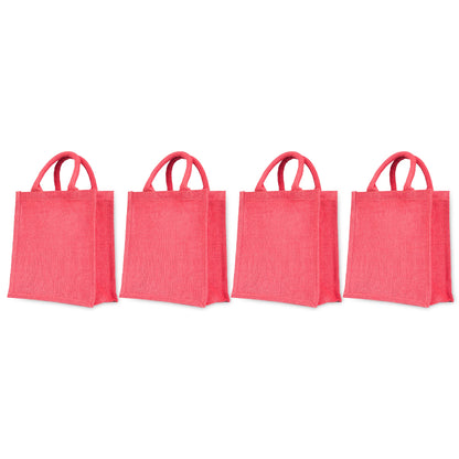 Eco-Friendly Jute Bags – Reusable Burlap Totes for Beach, Grocery, Gifts, Party Favors & Daily Use (Packs of 4)