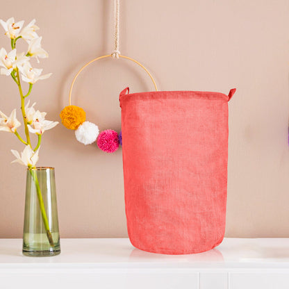 Jute Storage Bags –Laundry Baskets with Handles, Storage Baskets for Living Room, Bedroom, Nursery & Home Organization (Set of 4)