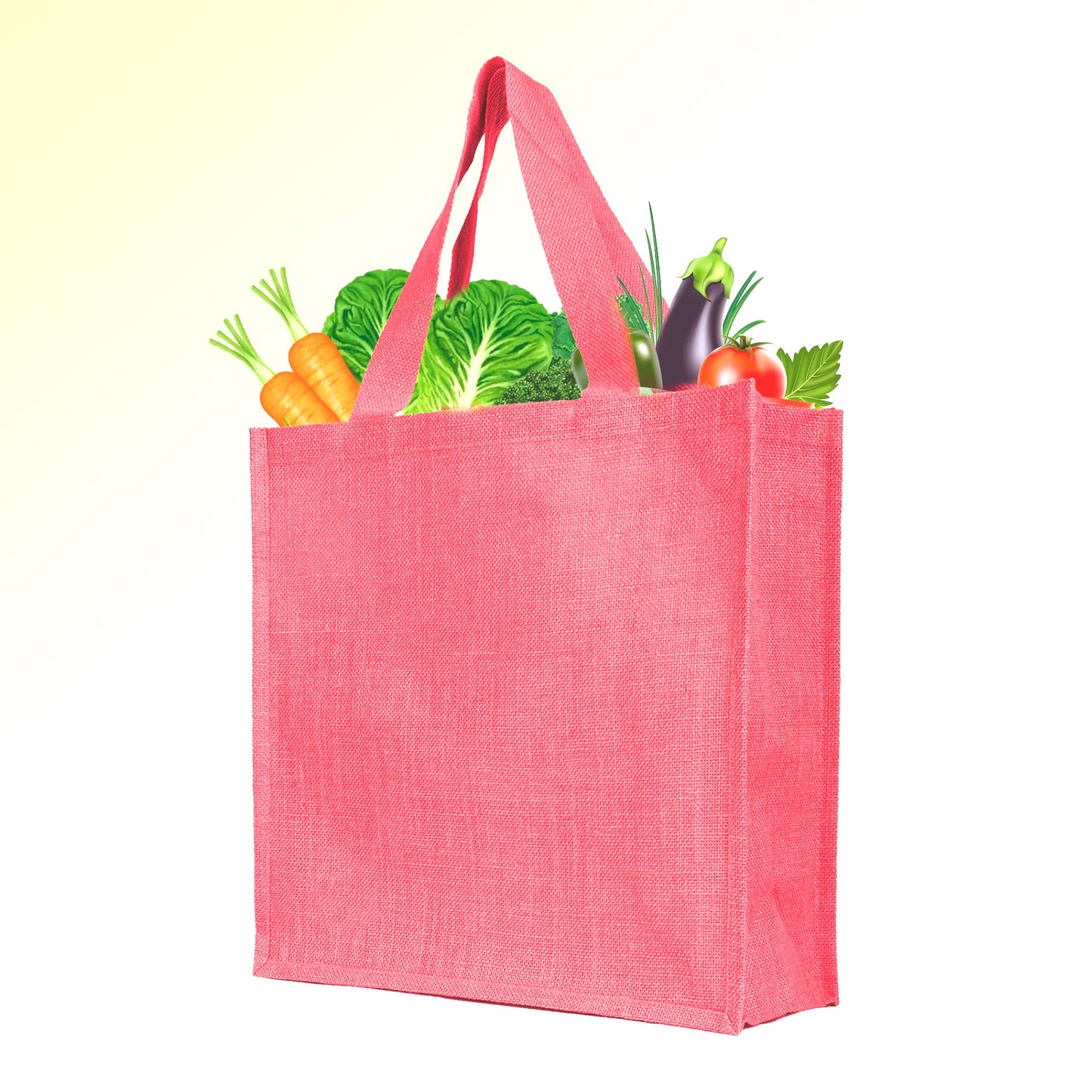 Reusable Jute Bags – Shopping, Gifting, Wedding, Daily Use – Deep Red, Pink, Green & Orange (Set of 4)