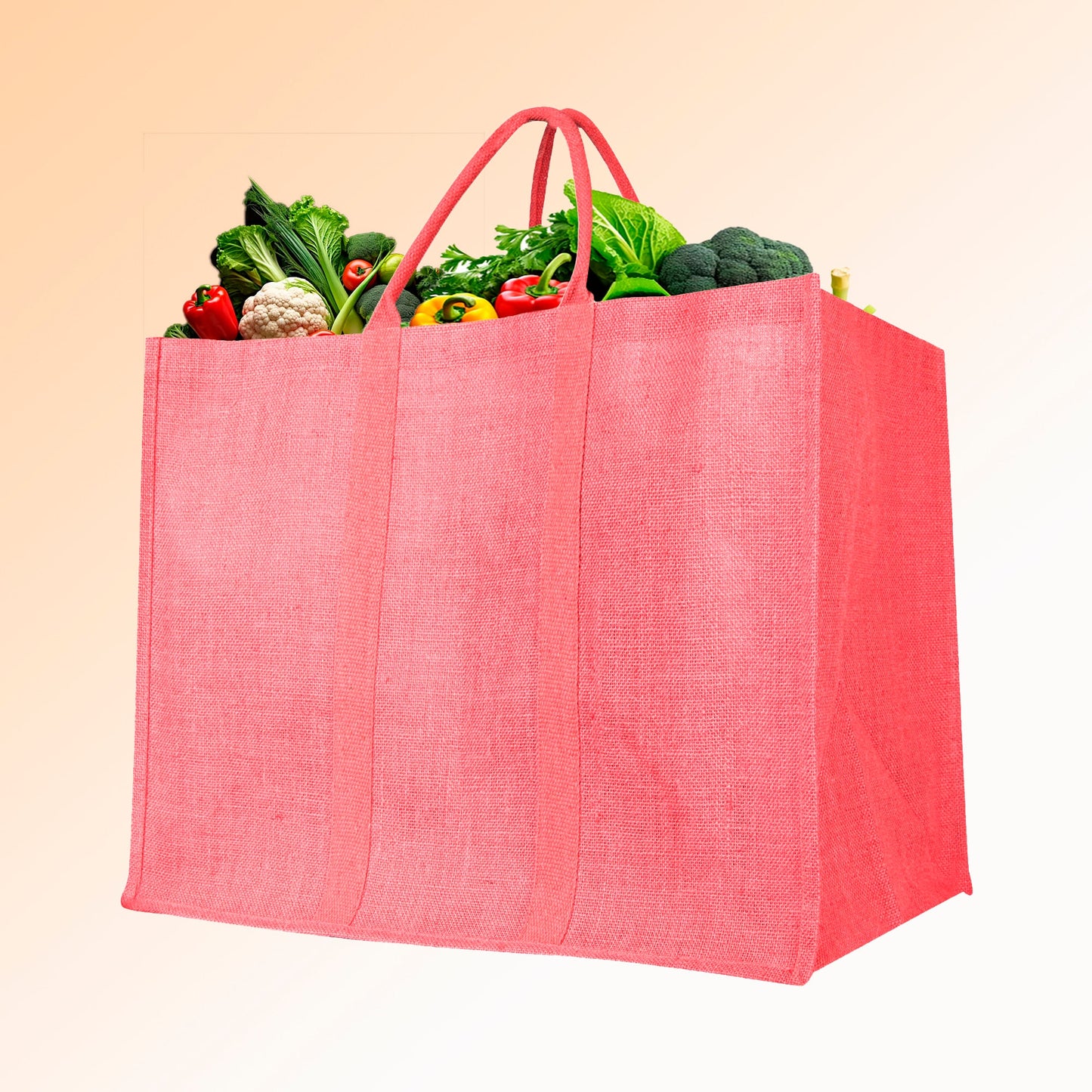 Jute Shopping Bags – Red, Pink, Green & Orange – Reusable Burlap Totes for Gifting, Promotions & Everyday Use (Packs of 4)