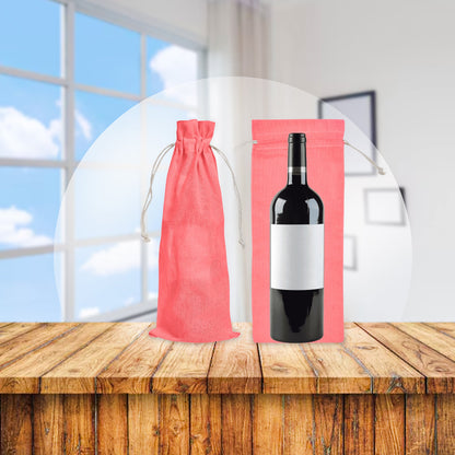 Cotton Wine Bottle Gift Bags – 6-Pack Coloured  Reusable Drawstring Pouches Gifting, Parties, Weddings, Christmas, New Year & Holidays