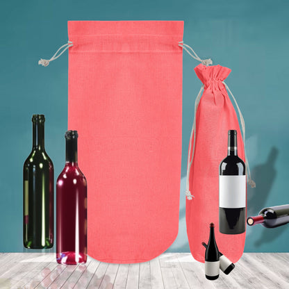 Jute Wine Bottle Bags– Coloured Reusable Gift Pouches Rustic Wine Covers for Weddings, New Year, Christmas & Events (Set of 6 )