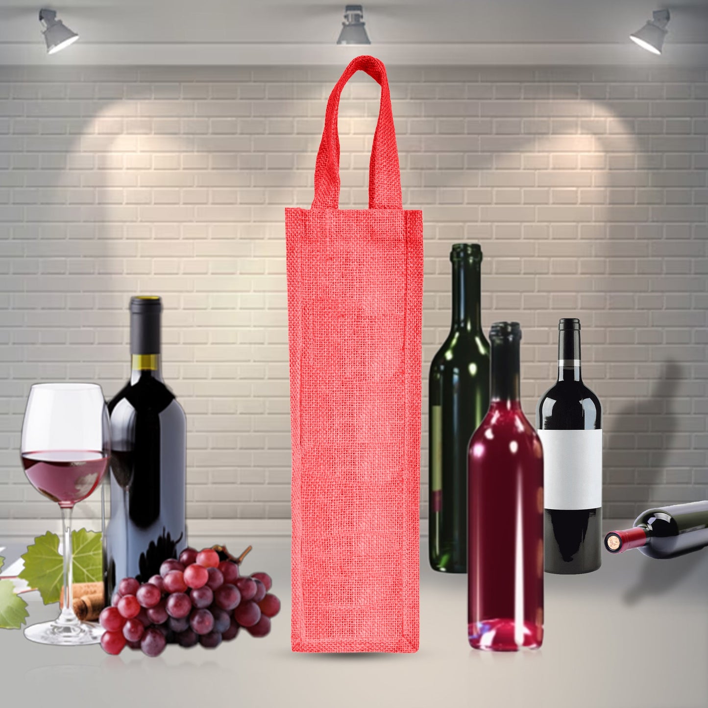 Coloured Jute Wine Gift Bags – Wholesale Reusable Bottle Bags with Handles for Weddings & Events (Pack of 6)