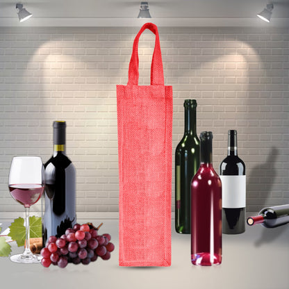 Coloured Jute Wine Gift Bags – Wholesale Reusable Bottle Bags with Handles for Weddings & Events (Pack of 6)