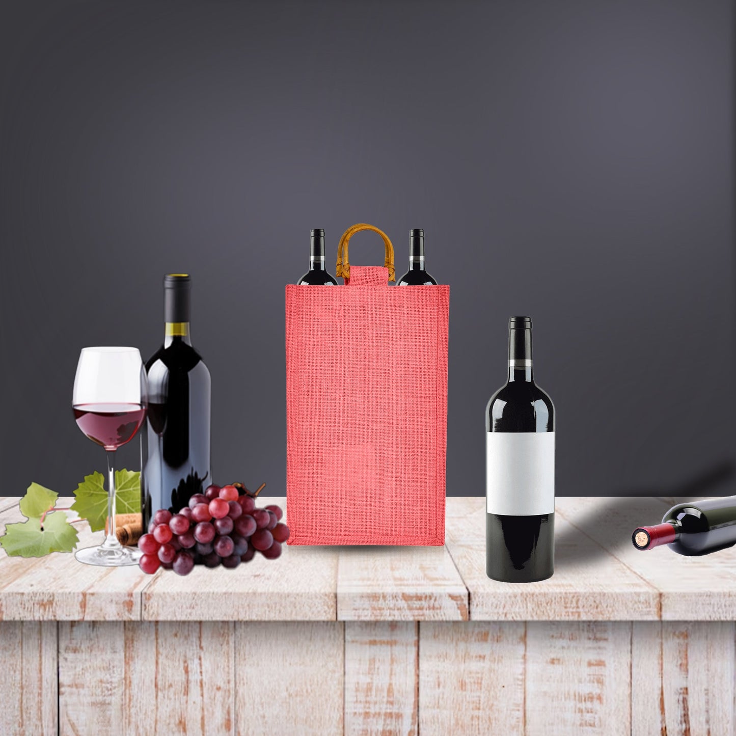 Coloured Jute Wine Burlap Gift Bags – Reusable 2-Bottle Totes, Gifting, Weddings, Parties & Holidays (Packs of 6)