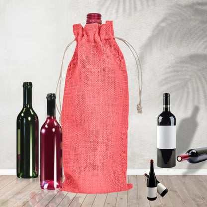 Coloured Jute Wine Bottle Gift Bags – Burlap Pouches with Drawstring, – Eco-Friendly Covers for Events, Parties, Christmas & Gifting (Set of 7)