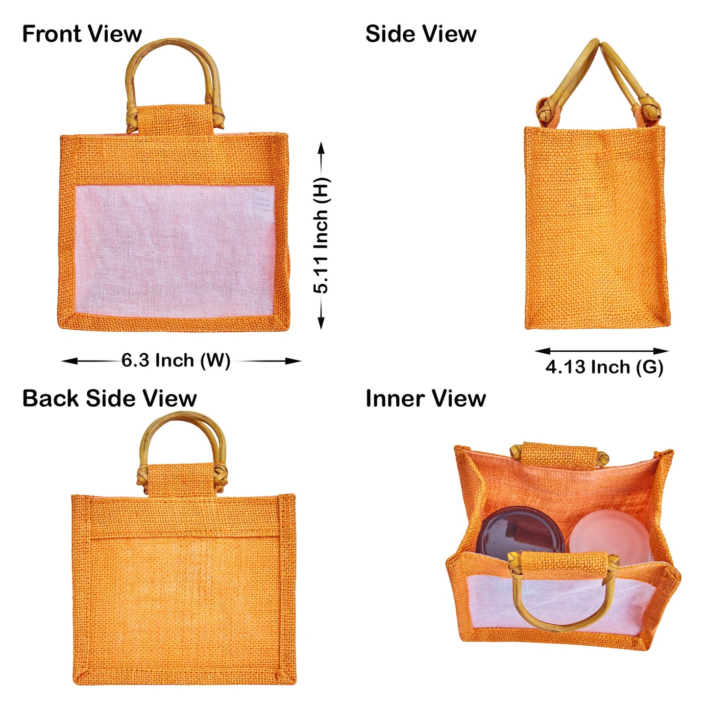 Coloured Jute Gift Bags with Organza Burlap Pouches for Wedding Favors, Party  & Gift (Packs of 7 )