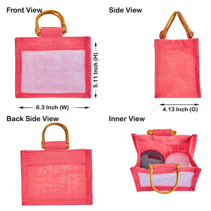 Coloured Jute Gift Bags with Organza Burlap Pouches for Wedding Favors, Party  & Gift (Packs of 7 )