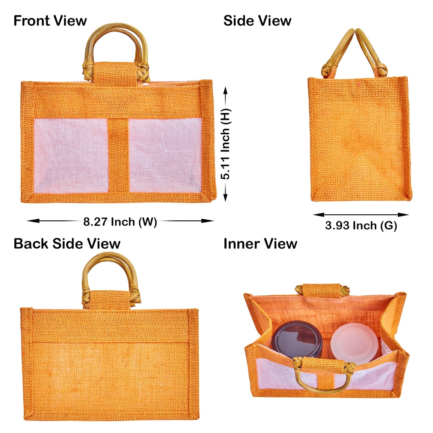 Coloured Jute Gift Bags with Organza Panels –Pouches for Weddings, Birthdays, Christmas, New Year (7 Pcs)