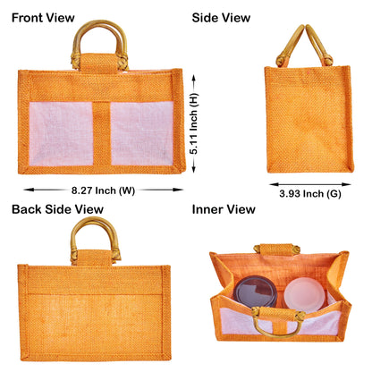 Coloured Jute Gift Bags with Organza Panels –Pouches for Weddings, Birthdays, Christmas, New Year (7 Pcs)