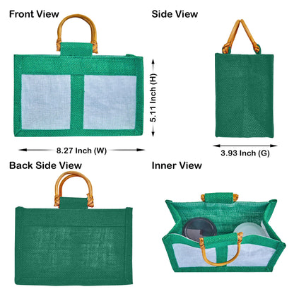 Coloured Jute Gift Bags with Organza Panels –Pouches for Weddings, Birthdays, Christmas, New Year (7 Pcs)