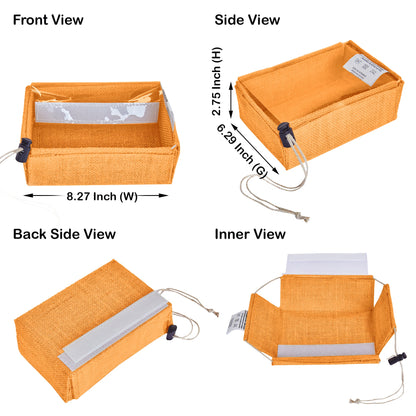 Coloured Juco Gift Boxes with Drawstring & PVC Window –Reusable Baskets for Gifting, Jewellery, Storage & Décor ( Packs of 7 )