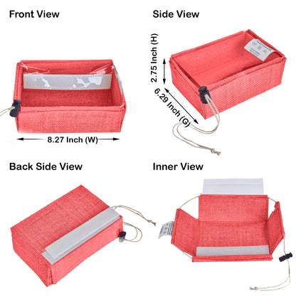 Coloured Juco Gift Boxes with Drawstring & PVC Window –Reusable Baskets for Gifting, Jewellery, Storage & Décor ( Packs of 7 )